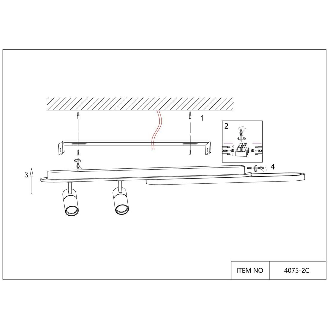 4075-2C, потолочный светильник, L1000xW120xH160, LEDx50W, 2200-4200LM, 3000-6000K, included, remote control